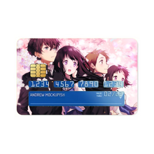Load image into Gallery viewer, Hyouka Eru Chitanda, Satoshi Fukube, Mayaka Ibara Credit Card Skins (4-in-1 Pack)