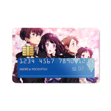 Load image into Gallery viewer, Hyouka Eru Chitanda, Satoshi Fukube, Mayaka Ibara Credit Card Skins (4-in-1 Pack)