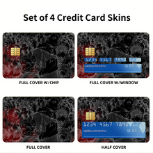 Load image into Gallery viewer, Jujutsu Kaisen Megumi Fushiguro, Nobara Kugisaki, Kento Nanami, Toge Inumaki, Maki Zenin Credit Card Skins (4-in-1 Pack)