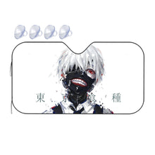 Load image into Gallery viewer, Ken Kaneki Mask Red Eyes White Hair and Short Hair  Car Sunshade