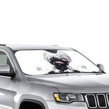 Load image into Gallery viewer, Ken Kaneki Mask Red Eyes White Hair and Short Hair  Car Sunshade