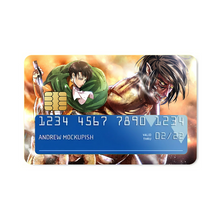 Load image into Gallery viewer, Levi and Eren (Titan) Credit Card Skins (4-in-1 Pack)