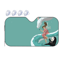 Load image into Gallery viewer, Minimalist Chihiro, Haku, and No-face Car Sunshade