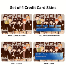 Load image into Gallery viewer, Mob Psycho 100 Arataka Reigen, Ekubo, Ritsu Kageyama, Teruki Hanazawa Credit Card Skins (4-in-1 Pack)