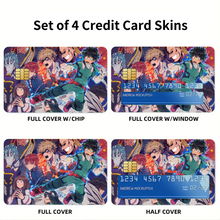 Load image into Gallery viewer, My Hero Academia Izuku Midoriya, Katsuki Bakugou, All Might, Shouta Aizawa, Tsuyu Asui Credit Card Skins (4-in-1 Pack)