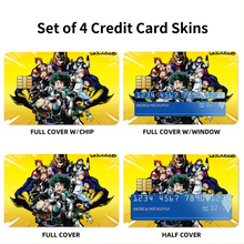 Load image into Gallery viewer, My Hero Academia Izuku Midoriya, Katsuki Bakugou, Tenya Iida, Shouta Aizawa, Tsuyu Asui Credit Card Skins (4-in-1 Pack)