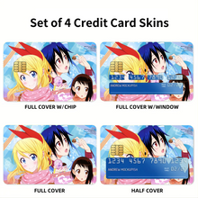 Load image into Gallery viewer, Nisekoi Chitoge Kirisaki, Kosaki Onodera, Seishirou Tsugumi Credit Card Skins (4-in-1 Pack)