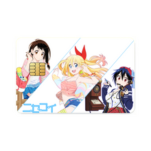 Load image into Gallery viewer, Nisekoi Chitoge Kirisaki, Kosaki Onodera, Seishirou Tsugumi Credit Card Skins (4-in-1 Pack)