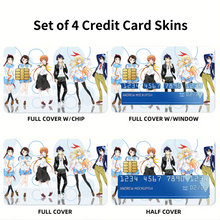 Load image into Gallery viewer, Nisekoi Chitoge Kirisaki, Kosaki Onodera, Seishirou Tsugumi, Marika Tachibana, Ruri Miyamoto Credit Card Skins (4-in-1 Pack)