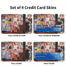 Load image into Gallery viewer, Satoru Gojo, Yuji Itadori, Aoi Todo, Toji Fushiguro, Mahito, Kento Nanami, Nobara Kugisaki, Toge Inumaki, Utahime Iori, Megumi Fushiguro, Maki Zenin, Momo Nishimiya, Shoko Ieiri and Yoshinobu Gakuganji Credit Card Skins (4-in-1 Pack)