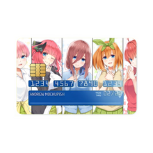 Load image into Gallery viewer, The Quintessential Quintuplets Miku Nakano, Itsuki Nakano, Nino Nakano, Yotsuba Nakano, Ichika Nakano Credit Card Skins (4-in-1 Pack)