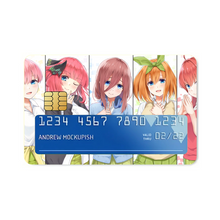 Load image into Gallery viewer, The Quintessential Quintuplets Miku Nakano, Itsuki Nakano, Nino Nakano, Yotsuba Nakano, Ichika Nakano Credit Card Skins (4-in-1 Pack)