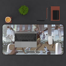 Load image into Gallery viewer, Cat Girl Playing The Guitar With Her Cat Friends Mouse Pad (Desk Mat) With Laptop