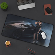 Load image into Gallery viewer, Anime girl smoking next to porche Mouse Pad (Desk Mat) On Desk