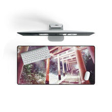 Load image into Gallery viewer, Anime girl descending the stairs at a Japanese temple Mouse Pad (Desk Mat) On Desk
