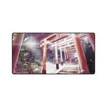 Load image into Gallery viewer, Anime girl descending the stairs at a Japanese temple Mouse Pad (Desk Mat)