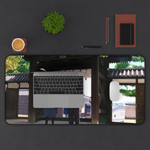 Load image into Gallery viewer, Anime girl and boy notice each other in passing Mouse Pad (Desk Mat) With Laptop