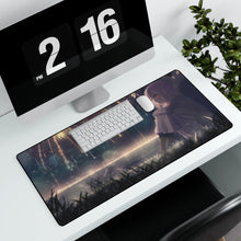 Load image into Gallery viewer, Sad White-Haired Anime Girl with Fireworks Mouse Pad (Desk Mat) With Laptop