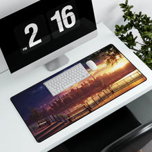 Load image into Gallery viewer, Futuristic Anime Cityscape At Sunset Mouse Pad (Desk Mat) With Laptop