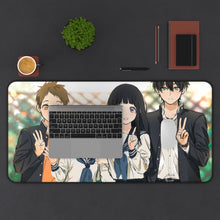 Load image into Gallery viewer, Hyouka Eru Chitanda, Satoshi Fukube, Mayaka Ibara Mouse Pad (Desk Mat) With Laptop