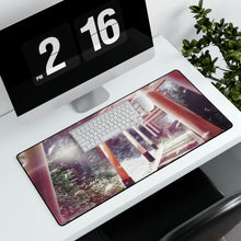 Load image into Gallery viewer, Anime girl descending the stairs at a Japanese temple Mouse Pad (Desk Mat) With Laptop