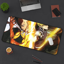 Load image into Gallery viewer, Genos and Saitama Mouse Pad (Desk Mat) On Desk