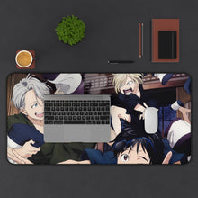 Load image into Gallery viewer, Yuri!!! On Ice Victor Nikiforov, Yuri Plisetsky, Yuuri Katsuki Mouse Pad (Desk Mat) With Laptop