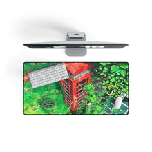 Load image into Gallery viewer, Broken Telephone Booth Surrounded By Plants Mouse Pad (Desk Mat) On Desk