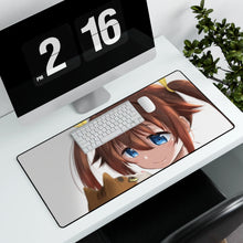 Load image into Gallery viewer, Girl With Cat Mouse Pad (Desk Mat) With Laptop