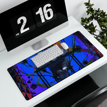 Load image into Gallery viewer, Girl sitting resting on a table with a grin Mouse Pad (Desk Mat) With Laptop