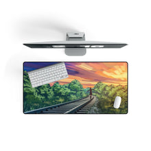 Load image into Gallery viewer, Anime girl walking on a railroad track Mouse Pad (Desk Mat) On Desk