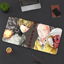 Load image into Gallery viewer, Genos and Saitama Mouse Pad (Desk Mat) On Desk
