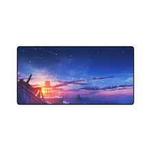 Load image into Gallery viewer, Girl on top of the roof over sunset and starry sky Mouse Pad (Desk Mat)