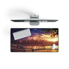Load image into Gallery viewer, Futuristic Anime Cityscape At Sunset Mouse Pad (Desk Mat) On Desk