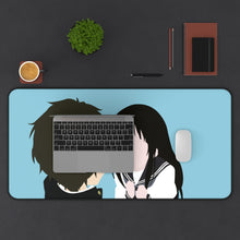 Load image into Gallery viewer, houtarou oreki y eru chitanda hyouka minimalist Mouse Pad (Desk Mat) With Laptop