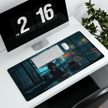 Load image into Gallery viewer, Anime Girl Drinking Alone Mouse Pad (Desk Mat) With Laptop