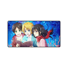 Load image into Gallery viewer, Armin, Eren and Mikasa reading a book Mouse Pad (Desk Mat)