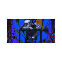 Load image into Gallery viewer, Girl sitting resting on a table with a grin Mouse Pad (Desk Mat)