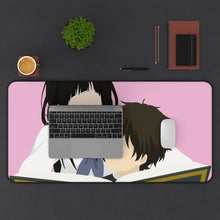 Load image into Gallery viewer, houtarou oreki y eru chitanda hyouka minimalist v2 Mouse Pad (Desk Mat) With Laptop