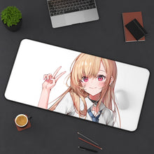 Load image into Gallery viewer, Marin Kitagawa doing the peace sign. Mouse Pad (Desk Mat) On Desk