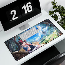 Load image into Gallery viewer, Snow White anime style Mouse Pad (Desk Mat) With Laptop
