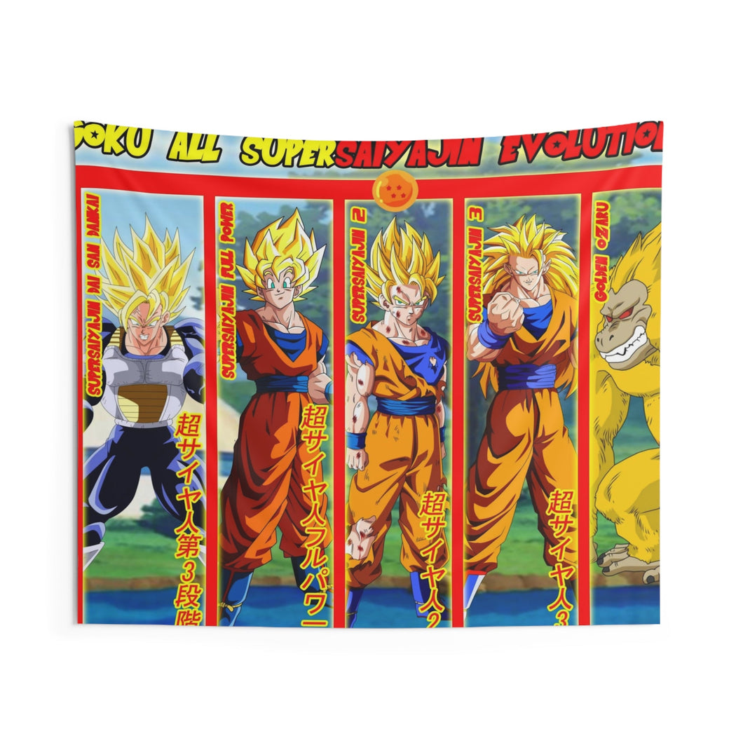 Goku Supersaiyajin Evolutions Indoor Wall Tapestry