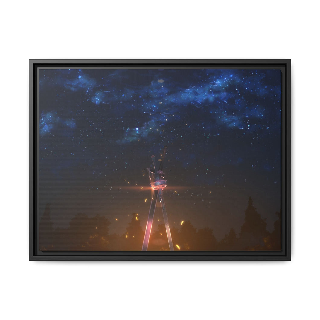 Kirito and Asuna's sword Canvas Framed Art Print