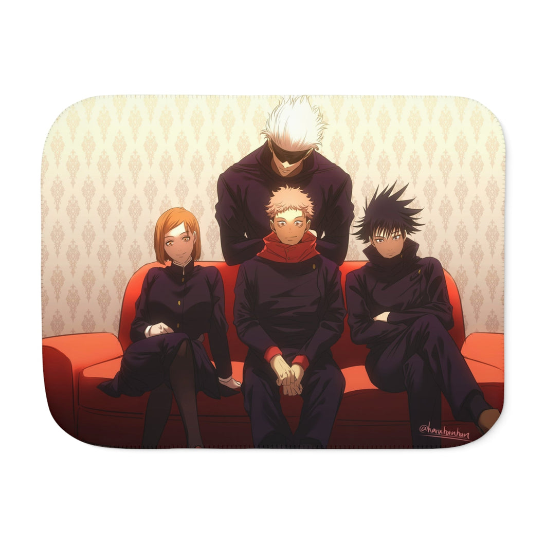 Satoru Gojo Yuji Itadori Nobara Kugisaki and Megumi Fushiguro Sherpa Blanket