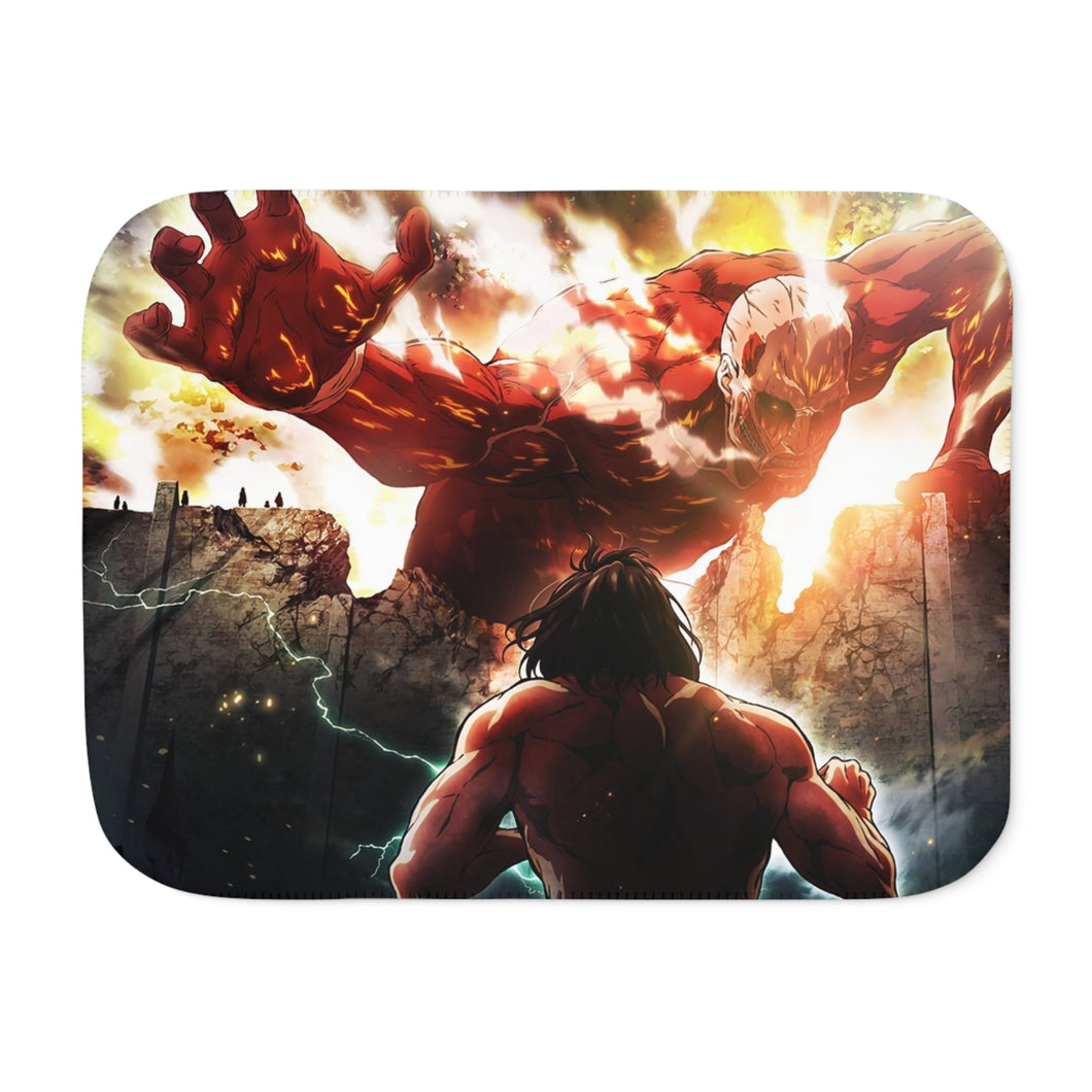 Colossal titan vs Eren Titan Sherpa Blanket