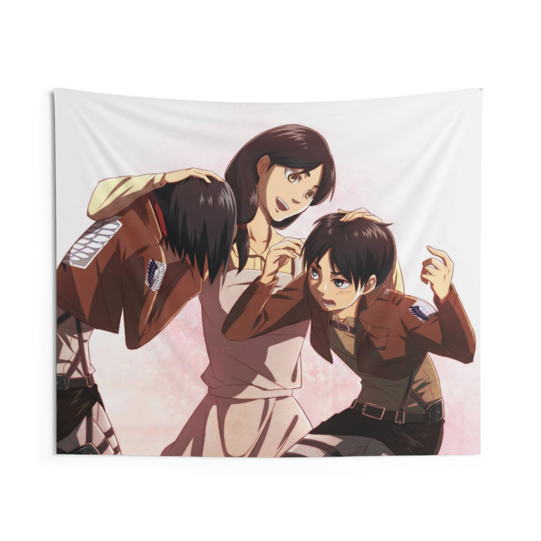 Eren Jäger,Mikasa Ackerman and Carla Yeager Indoor Wall Tapestry