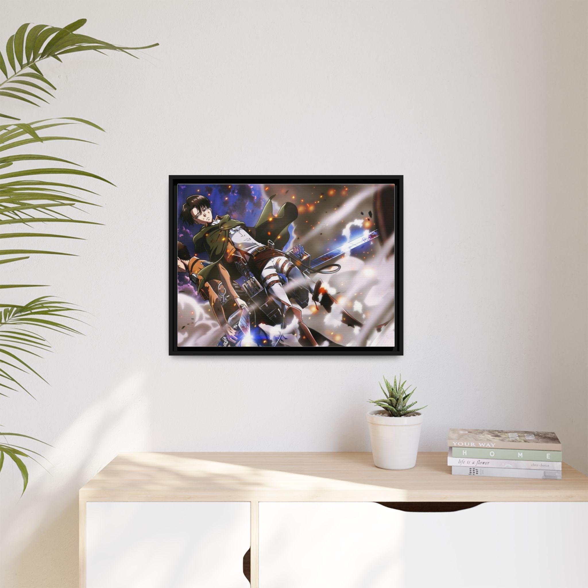 Load image into Gallery viewer, Eren Yeager and Levi Ackerman Canvas Framed Art Print