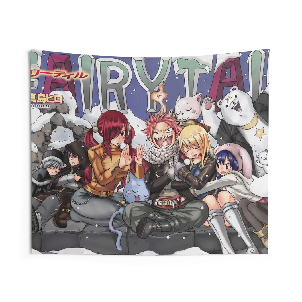 Fairy Tail Natsu Dragneel, Erza Scarlet, Gray Fullbuster, Lucy Heartfilia, Happy Indoor Wall Tapestry