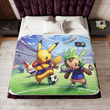 Load image into Gallery viewer, Pokemon Soccer Match Sherpa Blanket

