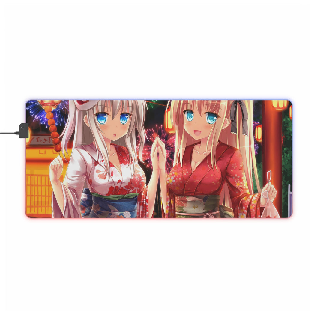 Nao Tomori  and Yusa Nishimori in yukata RGB LED Mouse Pad (Desk Mat)